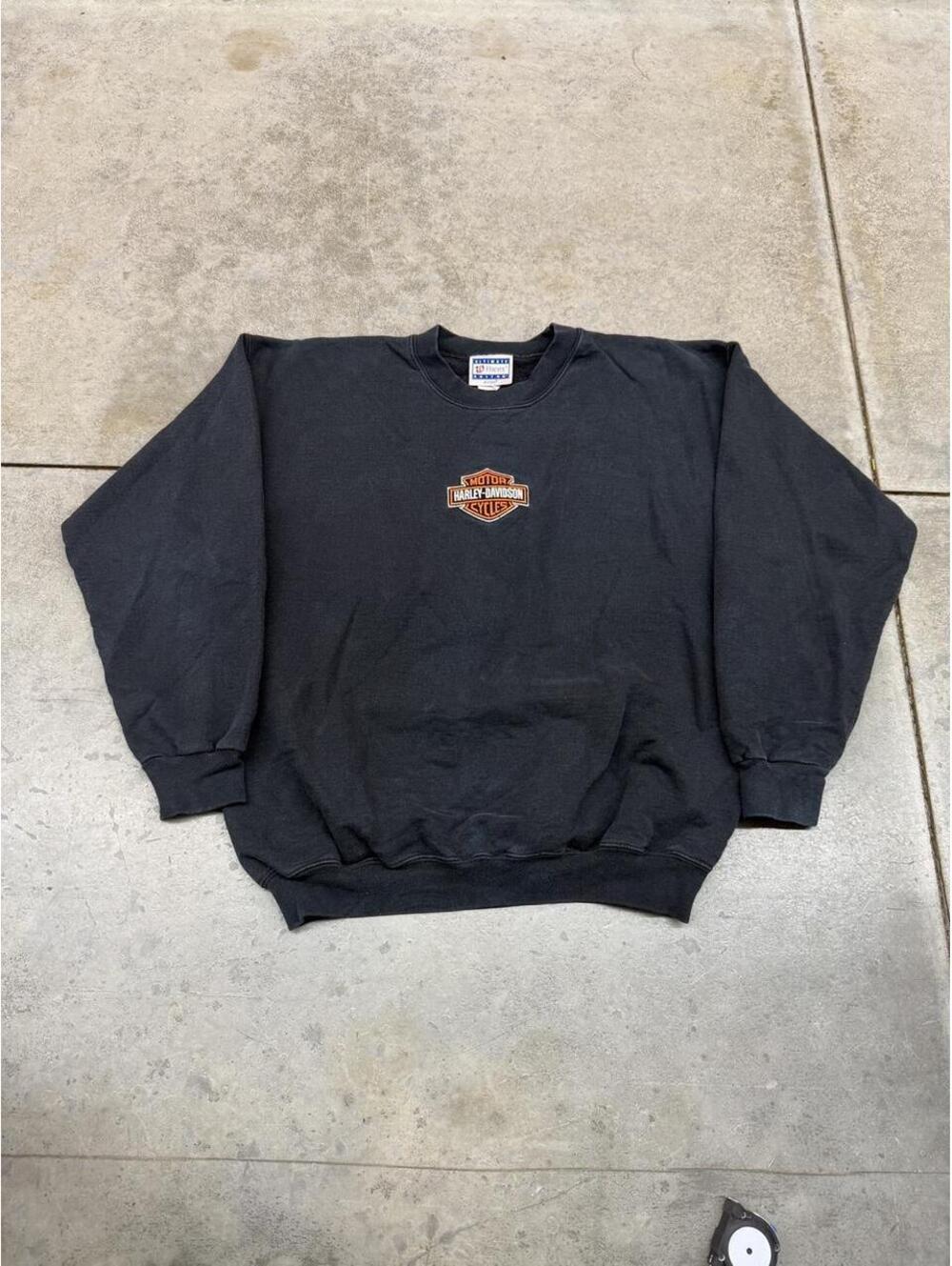 vintage harley davidson faded black small logo crewneck size medium